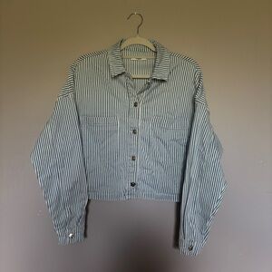 Mavi Blue and White Striped Jean Jacket